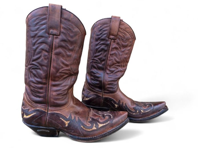 Genuine Leather Sendra Cowboy Boots with Snakeskin 