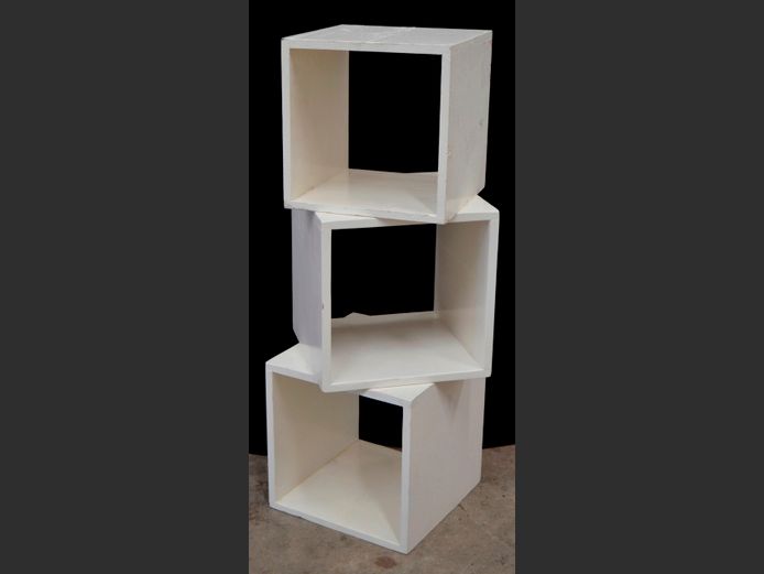 SET OF 3 WHITE WALL MOUNT CUBE SHELVES, 40 x 40 x 40cm & 37 x 35 x 37cm