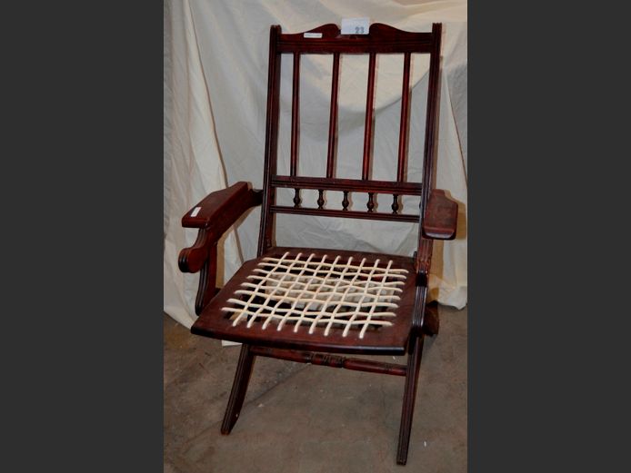 ANTIQUE MAHOGANY ARMCHAIR WITH RIEMPIE SEAT