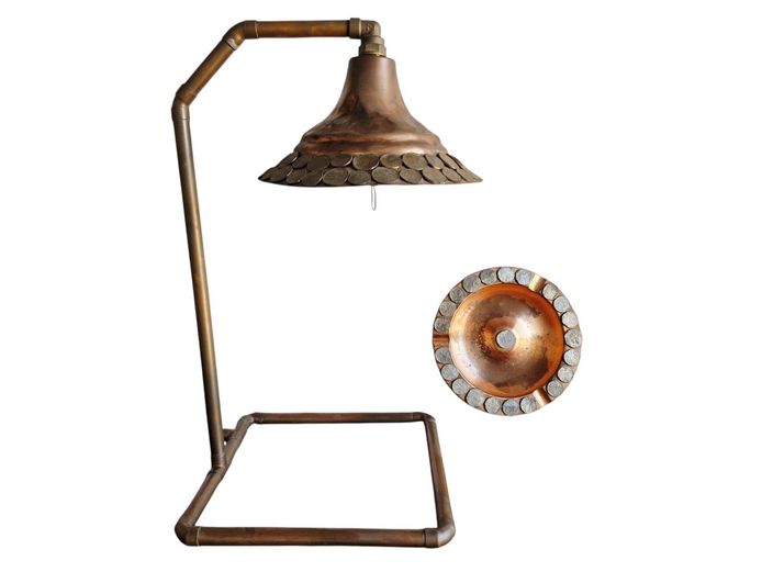 Vintage Copper Coin Lamp Chandelier