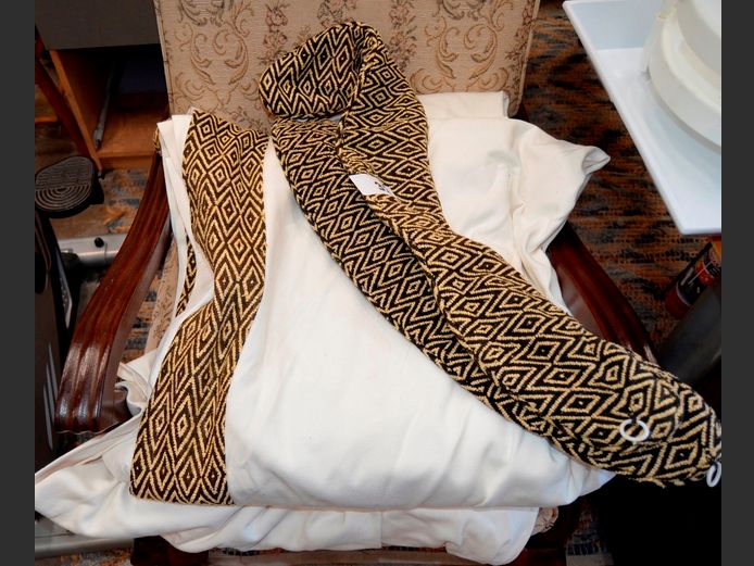 PAIR CREAM CURTAINS WITH TIEBACKS