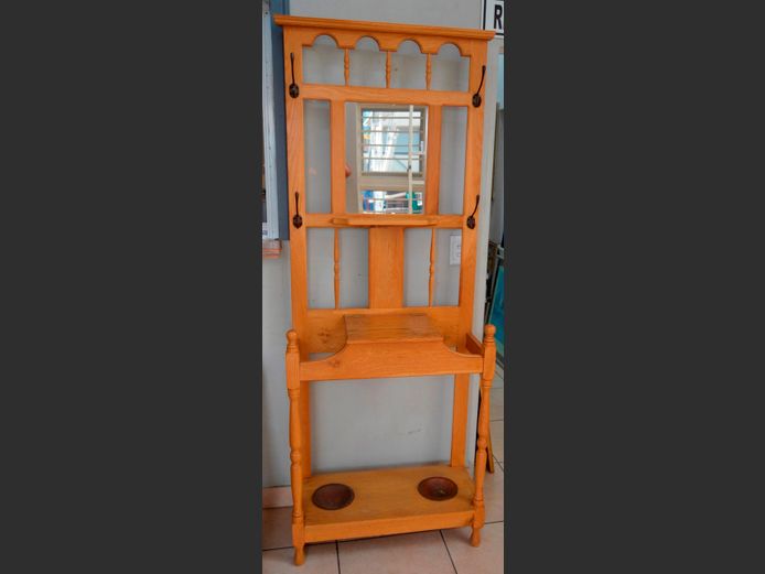 OAK HALL STAND WITH MIRROR, 74 x 31 x 200cm