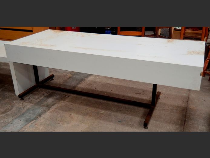 METAL FRAMED DRAUGHTSMAN'S TABLE, 200 x 80 x 73cm [Needs attention]