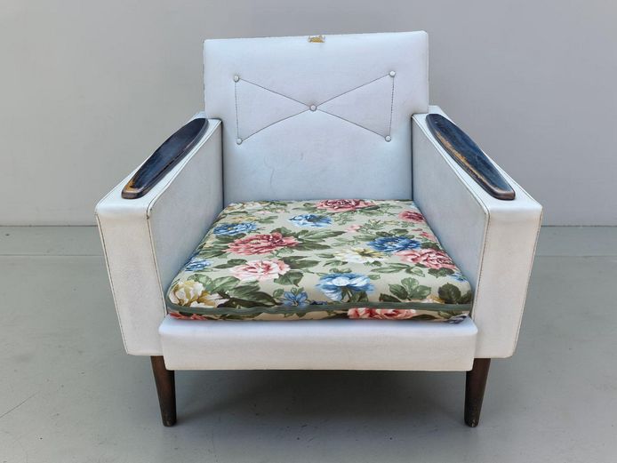 Vintage Mid-Century Modern Style Upholstered Armchair