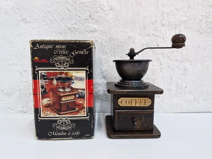 Wooden Manual Coffee Mill with Metal Hopper & Drawer