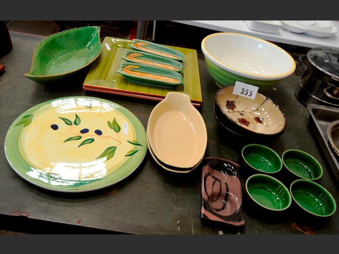 GREEN LEAF SNACK PLATTER, SNACK BOWL, RAMEKINS, CAKE PLATE, etc