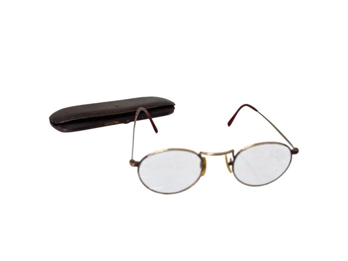 Vintage Gold-Tone Oval Spectacles with Hard Case