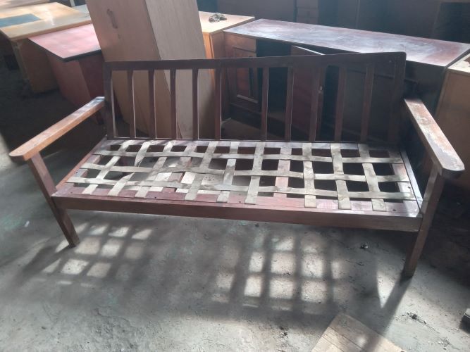 Wooden chair bench with arms