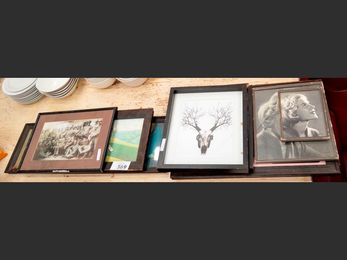 FRAMED VINTAGE PRINTS, PAIR ABSTRACT INKS ON PAPER, etc