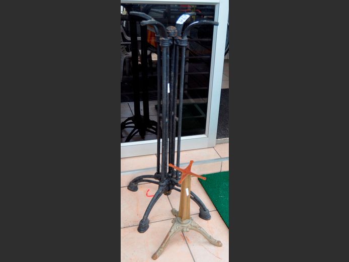 CAST IRON TABLE BASE & CAST IRON SIDE TABLE BASER, 107cm High & 42cm High [No tops]