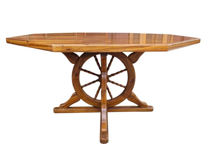 Mukwa Wood Carriage Wheel Dining Table