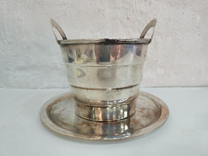Silver-Plated Ice Bucket with Matching Underplate Set