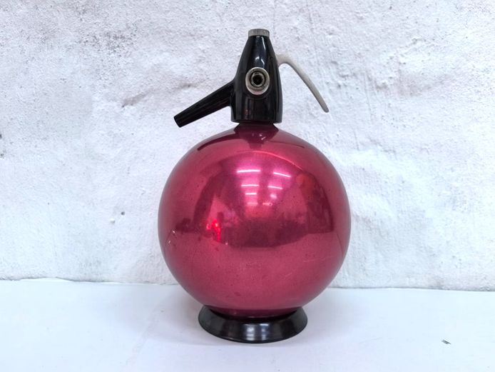 Metallic Pink Spherical Soda Syphon Seltzer Bottle