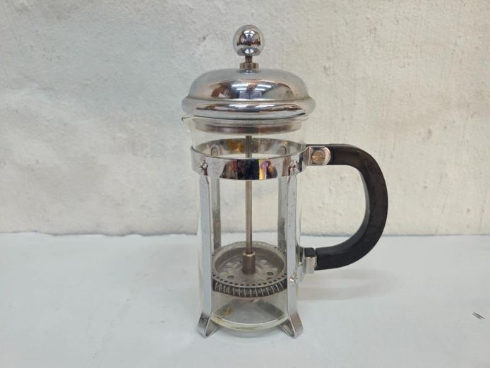 Small Vintage Glass and Chrome French Press Coffee Plunger