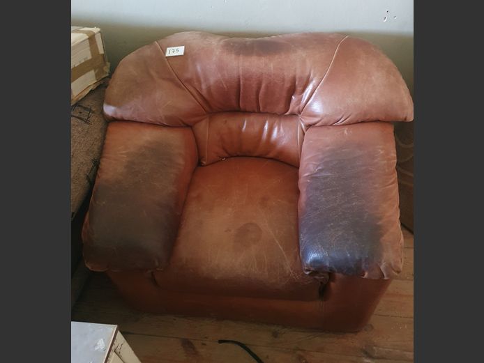 BROWN LEATHER ARMCHAIR