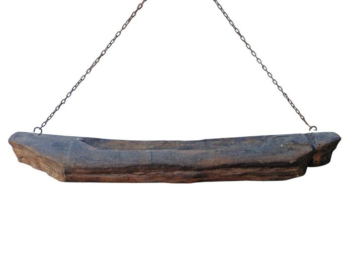 Hanging Decoratibve Driftwood Boat on Chain