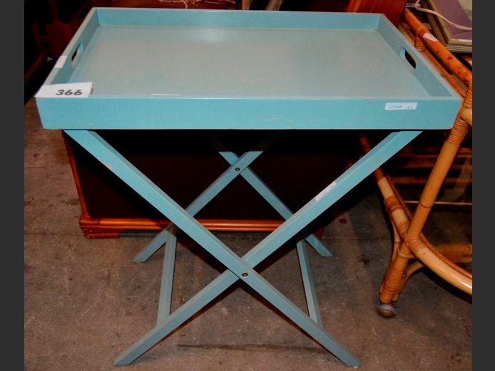 DUCK EGG BLUE PAINTED BUTLER'S TRAY, 60 x 40 x 70cm