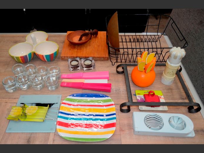SNACK BOWL, CANDLE HOLDERS, DISH DRYING RACK, etc
