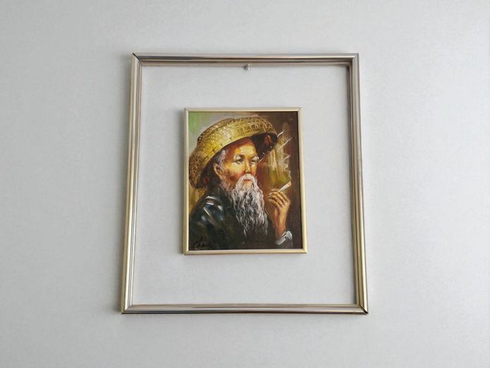 Wahso Chan (1911-1937) "Old Man Smoking" Oil Portrait