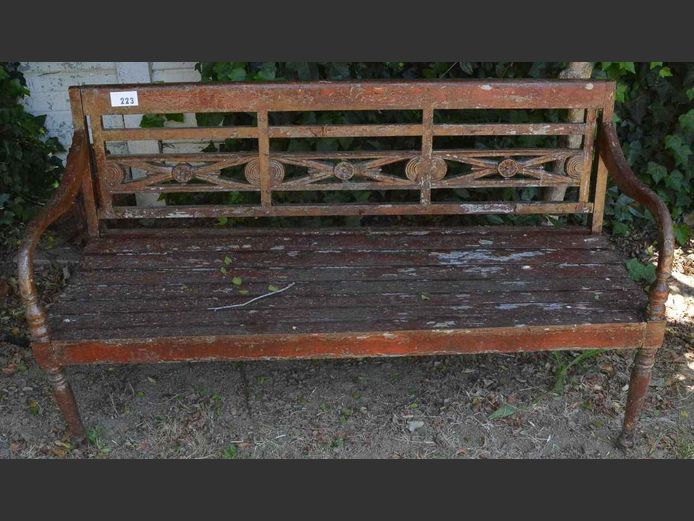 WOODEN 2-SEATER GARDEN BENCH, 151 x 50cm [Needs some TLC]