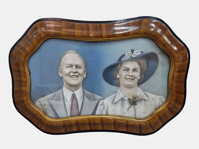 Vintage Framed Portrait: Couple, c. 1940s