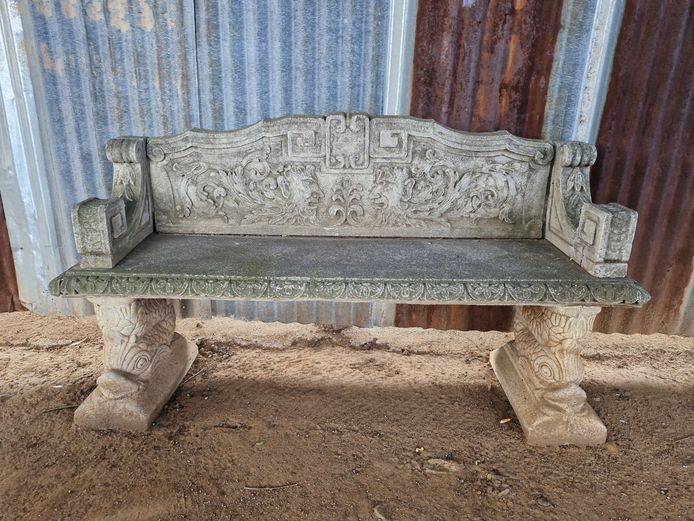 Classic Cast Concrete Neo-Grec Garden Bench
