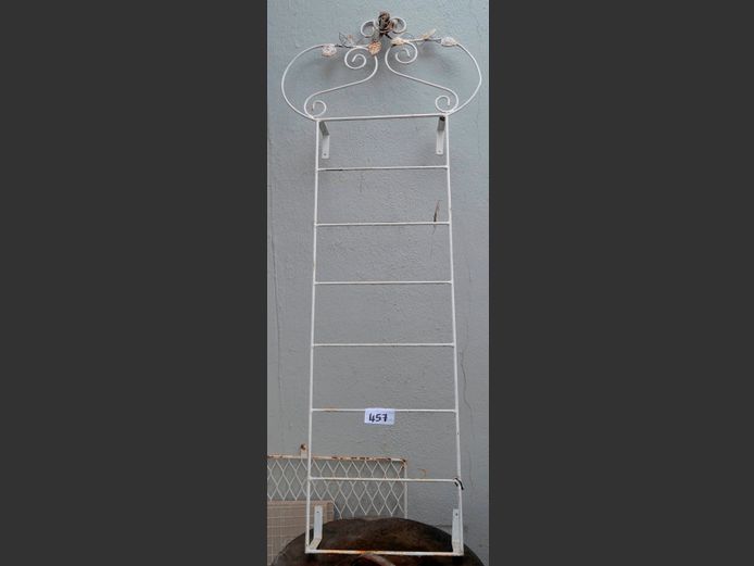 WHITE WROUGHT IRON PLANT TRELLIS, 140 x 55cm