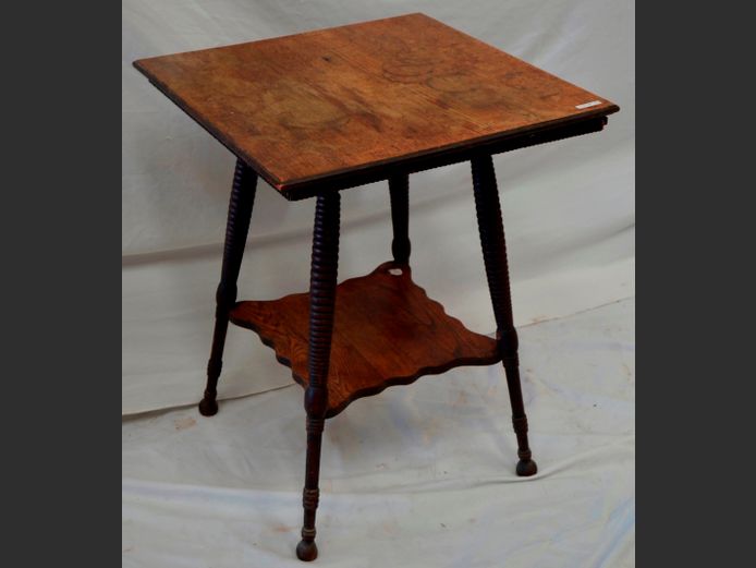 OAK OCCASIONAL TABLE WITH BOTTOM SHELF, 60 x 60 x 75cm [Top needs some TLC]