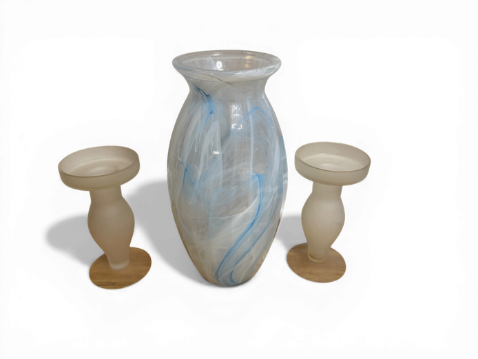 Decorative Glass Vase + Candle Holder Set