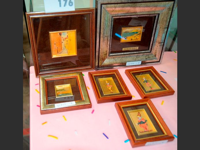 LOT OF 6: HAND PAINTED MINIATURE ARTWORKS ON 925 SILVER
