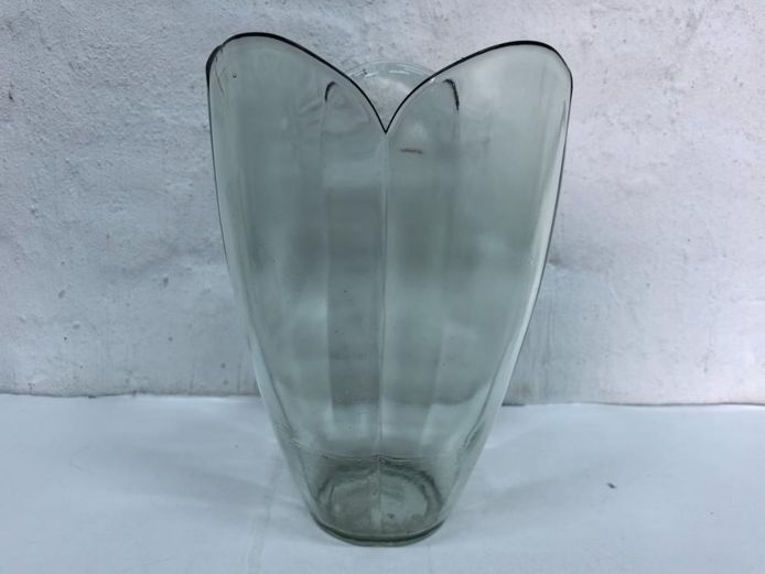 Mid-Century Modern Tulip-Form Smoky Green Glass Vase