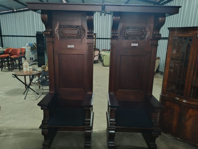 2 x Beautifully Carved Throne Chairs (STC)
