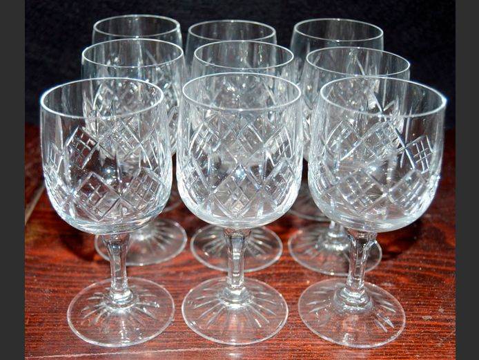 SET OF 9 CRYSTAL SHERRY GLASSES