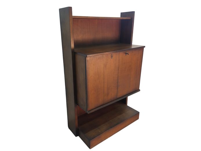 Mid-Century Modern Open-Shelf Wall Cabinet