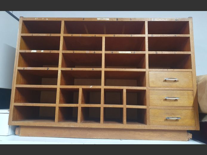 SAPELE MAHOGANY 3-DRAWER & CUBE SHELF, 107 x 36 x 73cm