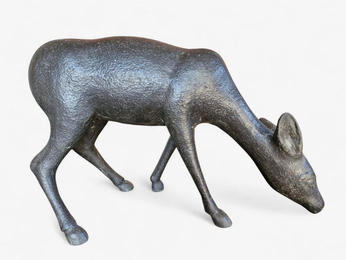 Vintage Fiberglass Grazing Deer Sculpture