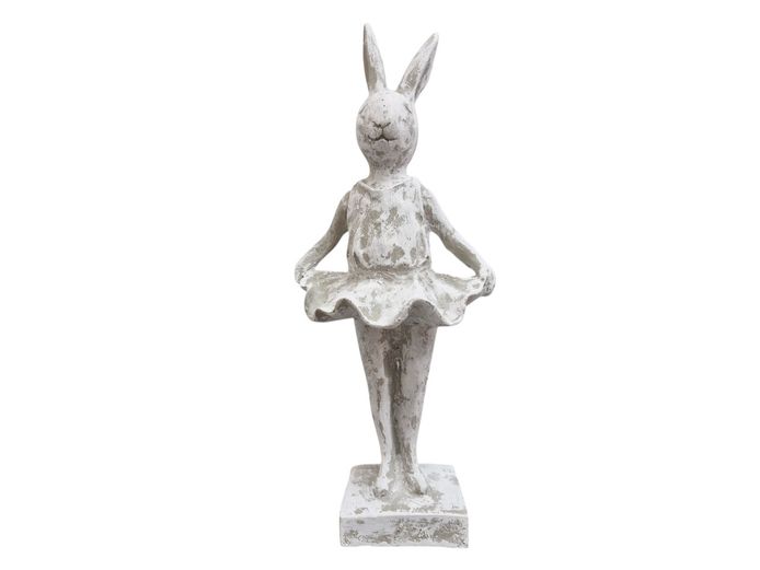 Distressed Cast Resin Rabbit Ballerina Statue