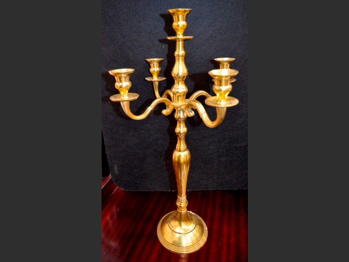 BRASS 5-ARM CANDELABRA, 58cm high