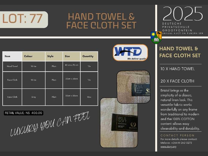 HAND TOWEL AND FACE CLOTH SET 