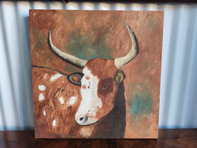 Original Nguni Oil Painting on Framed Canvas