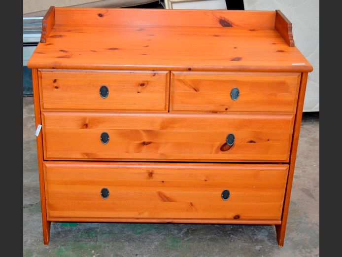 OREGON PINE 2-OVER-2 CHEST OF DRAWERS, 95 x 49 x 82cm