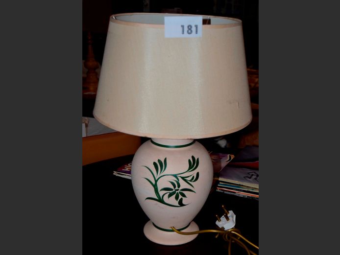 CERAMIC BEDSIDE LAMP WITH SHADE, 51cm High, & A CEILING LIGHT