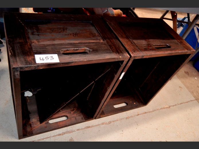 PAIR WOODEN CRATES, 52 x 42 x 29.5cm