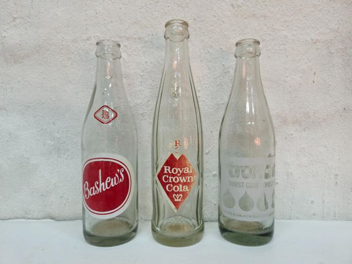 Assorted Vintage Glass Soda Bottles Including Royal Crown