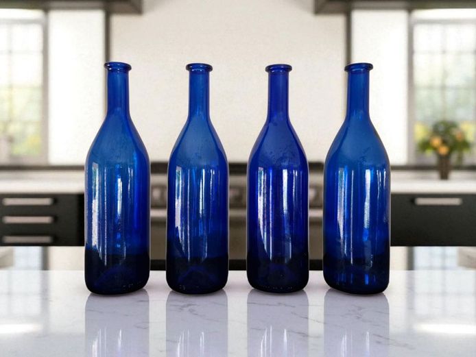 Lot of 4 Cobalt Blue Glass Bottles