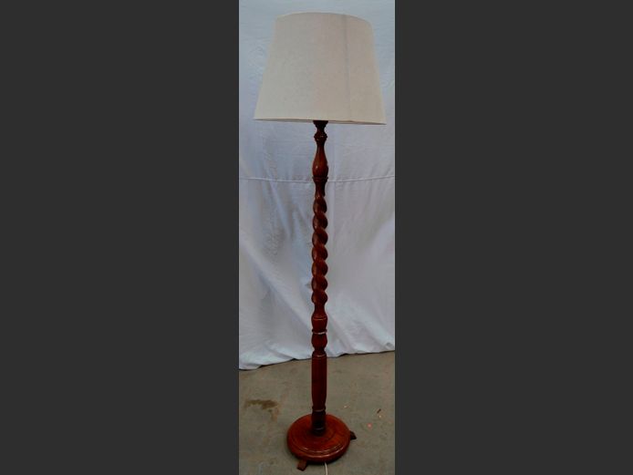 STINKWOOD BARLEY TWIST STANDING LAMP WITH SHADE, 182cm High
