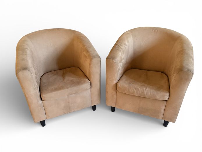 Pair of Beige Tub Armchairs