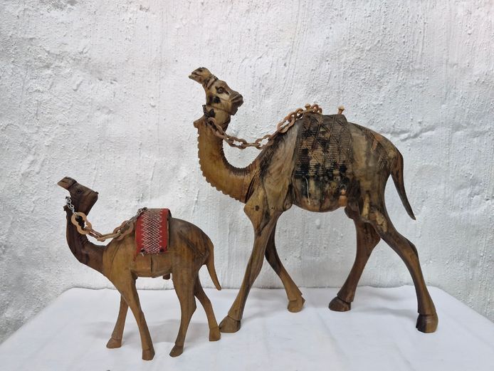 Vintage Hand-Carved Camel Figurines 