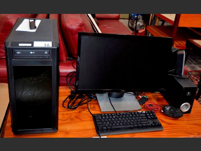 CUSTOM BUILT GAMING COMPUTER WITH MONITOR, KEYBOARD, MOUSE & SPEAKERS [Switch on, untested further]
