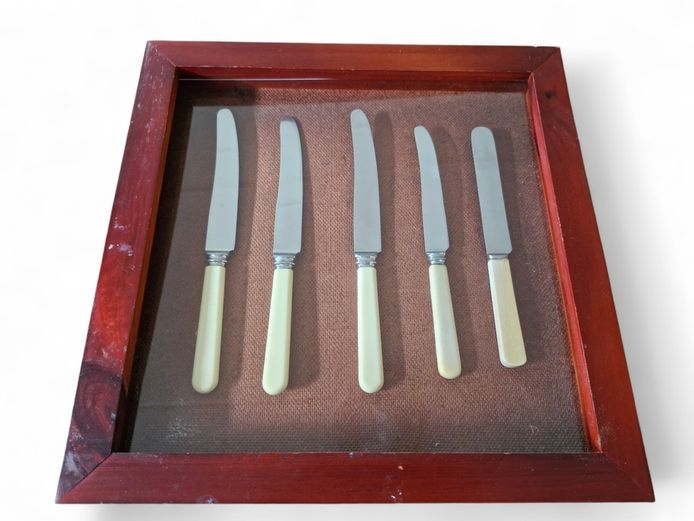 Framed Collection of Vintage English Flatware